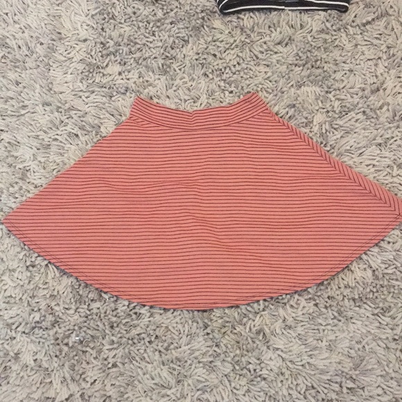 Peachy Pink and Black Stripped Skirt - Picture 1 of 3